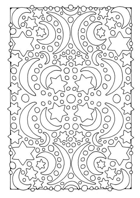 Black and white illustration for anti stress colouring page. Coloring page night - moon and stars - img 21909 ...