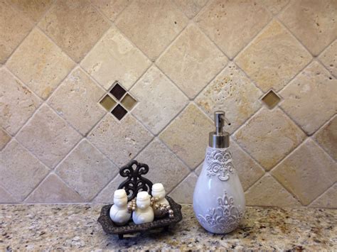 Sandalwood Tumbled Travertine Glass Tile Backsplash With Desert Sand