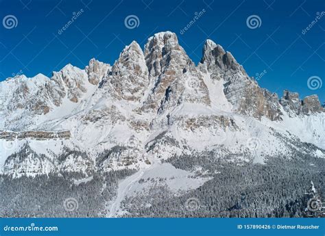 Monte Cristallo Mountain Snow Covered Cortina D Ampezzo Stock Photo