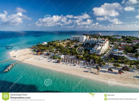Isla Mujeres Mexico Caribbean Beach Drone Aerial Photo Stock Photo
