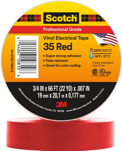 3m 35 34x66ft Rd 35 Vinyl Electrical Tape 34 X 66ft Red Cooper