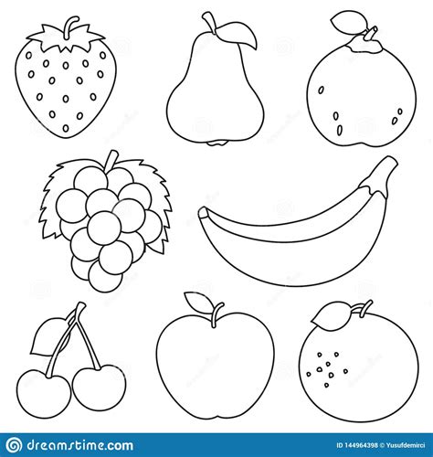 This drawing was made at internet users' disposal on 07 february 2106. Vector Illustration Of Fruits Coloring Page Stock Vector ...