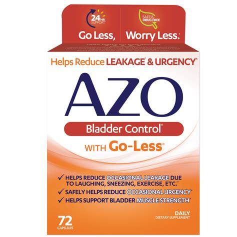 Azo Bladder Control With Go Less Dietary Supplement 72 Ct