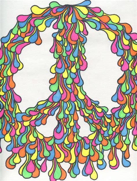 Trippy Peace Signs Animated Trippy Peace Sign Neon Color Drawing