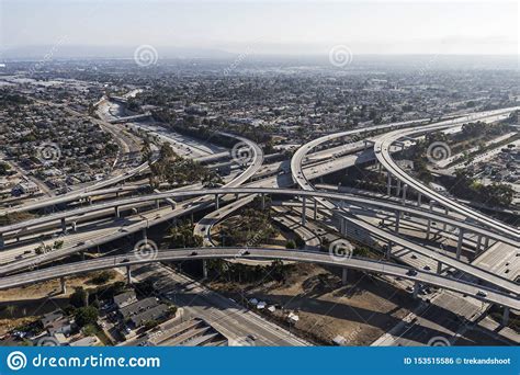 Aerial Los Angeles California Freeway Junction Stock Photo