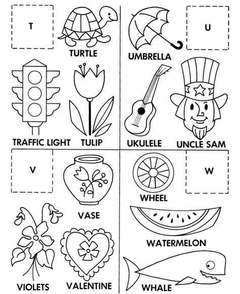 Alphabet Cut And Paste Abc Activity Sheets Letter Matching T U V W