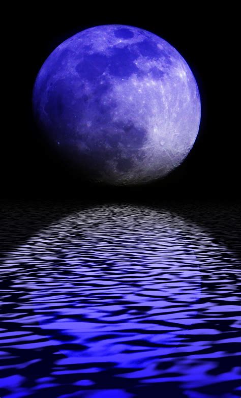 Blue Moon Light On The Sea Water Free Stock Photo Public Domain Pictures