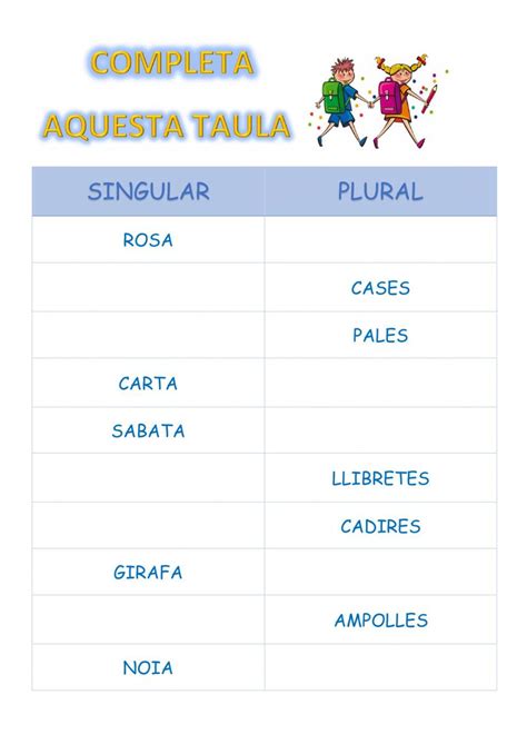 Ejercicio Interactivo De Singular I Plural Para Primer Primària Puedes