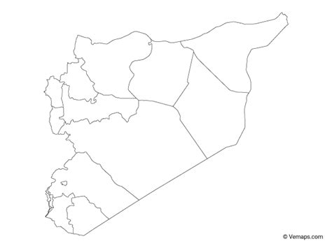 Outline Map of Syria with Governorates | Free Vector Maps | Syria ...