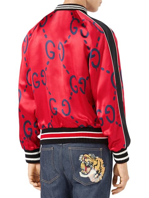 Lyst Gucci Ghost Duchesse Bomber Jacket In Red For Men