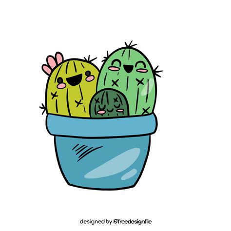 Cute Kawaii Cactus Clipart Vector Free Download