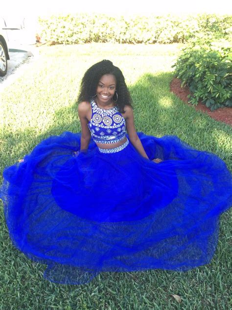 2017 Sexy Hot African Black Girl Prom Dress Two Pieces Royal Blue