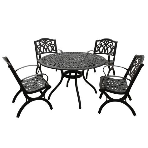 Oakland Living Scrolled Ornate 5 Piece Round Aluminum Patio Dining Set