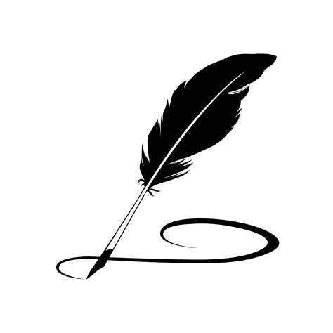Vintage Feather Quill Pen With Black Ink Stroke Classic Stationery