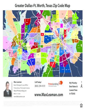 Fort Worth Zip Code Map Form Fill Out And Sign Printable PDF Template
