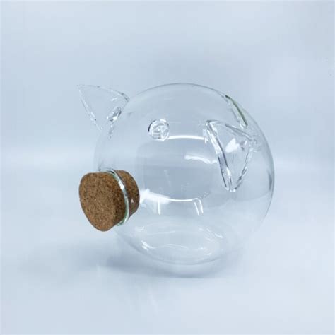 Glass Piggy Bank Clear Collection 4 Sizes Etsy