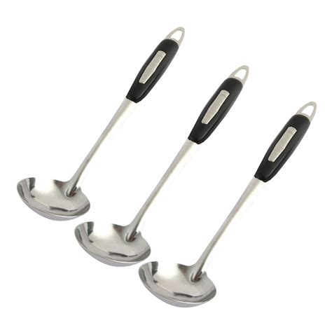 Unique Bargains Stainless Steel Ladle Spoons Set Of 3 Cooking Soup 10