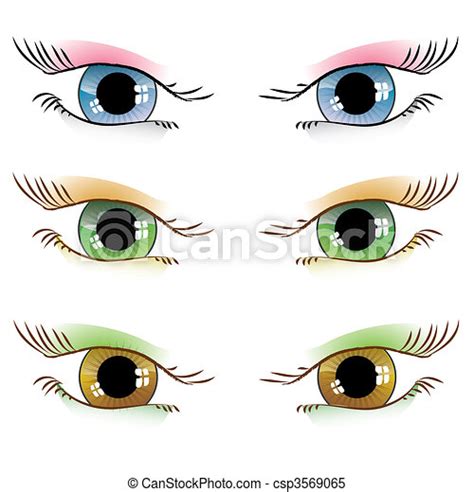 Clipart Vector Of Set Of Painted Eyes Set Of Vector Drawn Eyes Of