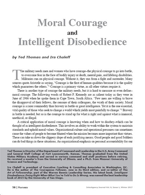 Featured Article Moral Courage And Intelligent Disobedience The