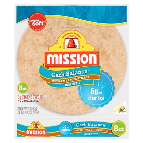 Mission Flour 8ct 20oz Burrito Carb Balance Whole Wheat Tortillas Carb