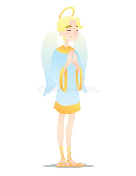 Angelic Boy Cute Young Man In Style Of Angel With Wings Praying