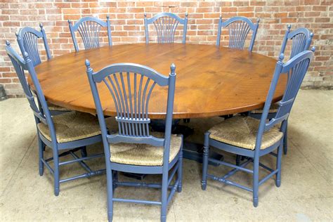 84 Round Oak Farm Table With Tuscany Pedestal Ecustomfinishes