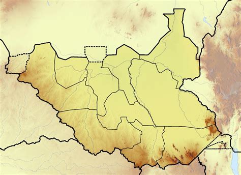Large Topographical Map Of South Sudan South Sudan Africa