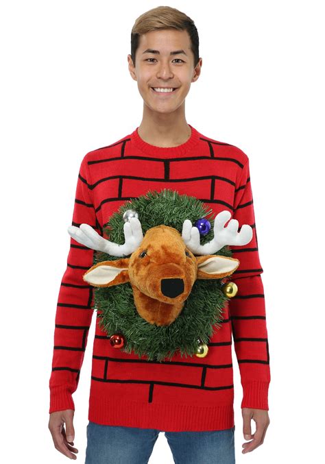 Sweater De Navidad Fea De La Cabeza De Renos Multicolor Yaxa Store