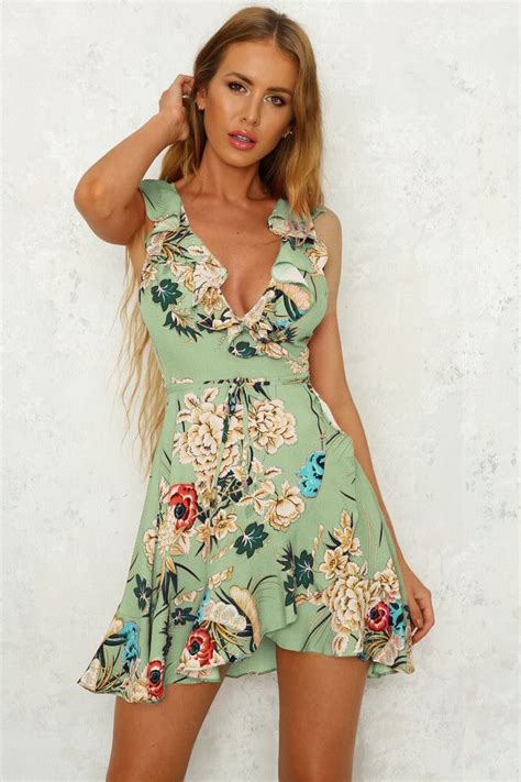 Ruffle V Neck Wrap Summer Dress Women Sleeveless Bohemian Beach Dress
