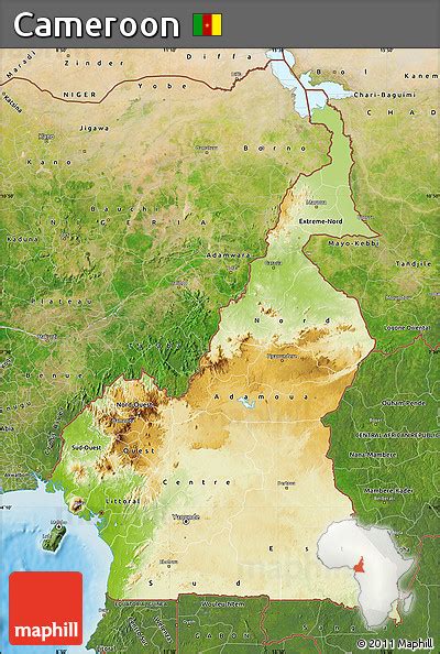 Free Physical Map Of Cameroon Satellite Outside Shaded Relief Sea