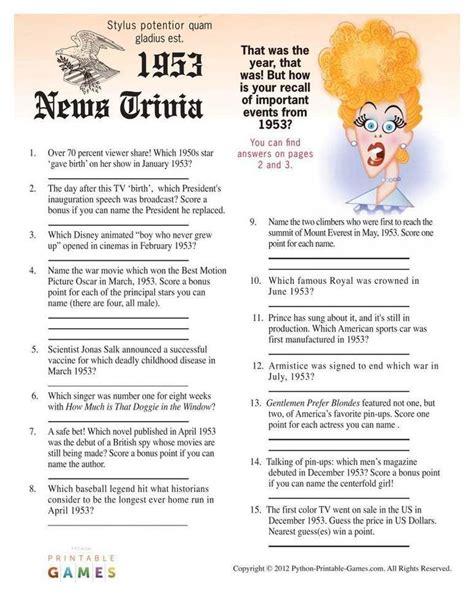 S Trivia Questions And Answers Printable Challenge Your Knowledge