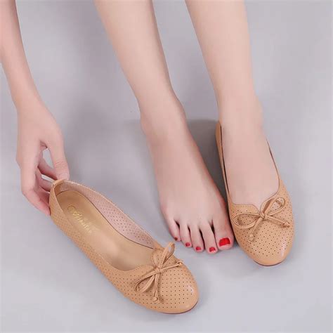 Womens Air Mesh Flat Shoes Ladies Fashion Bow Slip On Flats 2018 Summer Sweet Breathable Hollow