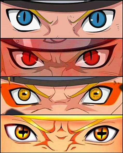 Four Different Anime Eyes With Yellow And Red Colors