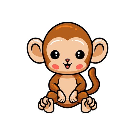 Premium Vector Cute Baby Monkey Cartoon Sitting