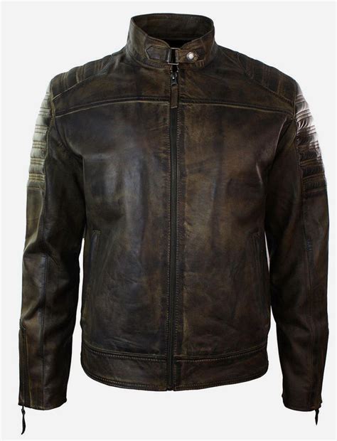 Retro Vintage Distressed Waxed Biker Motorcycle Real Leather Jacket