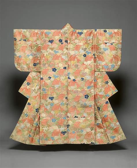 Noh Costume Karaori With Cypress Fans And Moonflower Yūgao Blossoms