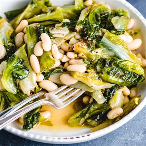 Sauteed Escarole And White Beans With Garlic Olive Oil And Chili