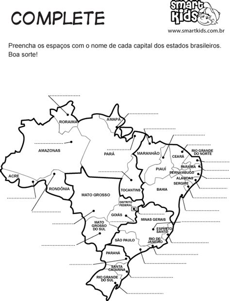 Educando Com Amor Mapa Do Brasil Complete As Capitais