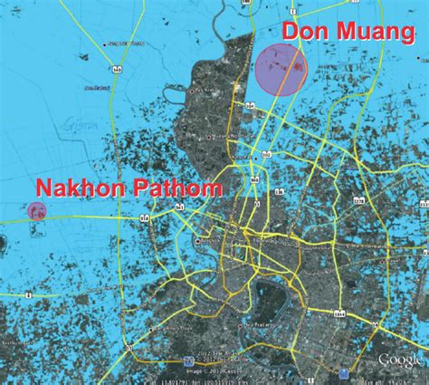 Map of the Bangkok Metropolitan Region showing the extent of flooding