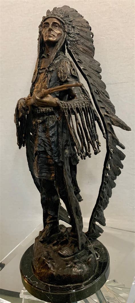 Bronze Statue Sculpture Of American Indian Chief Signed Carl Kauba At 1stdibs