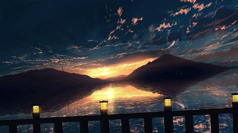 Horizon Anime Scenery Sunset Sky Clouds 4k 62602 Wallpaper