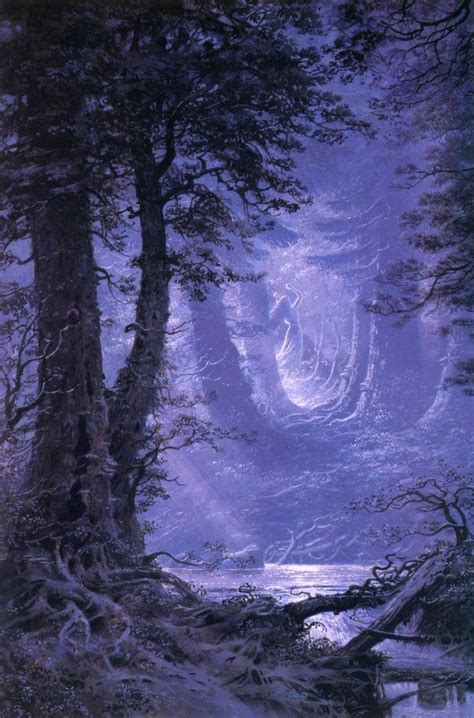 Moonlight In Neldoreth Forest Ted Nasmith Fantasy Landscape