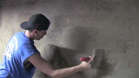 This tutorial shares how to waterproof cement board using redgard. Cellar / Basement Wall re-cementing stucco - YouTube