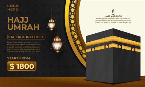 Tour Hajj And Umrah Background Template Vector Design With Realistic