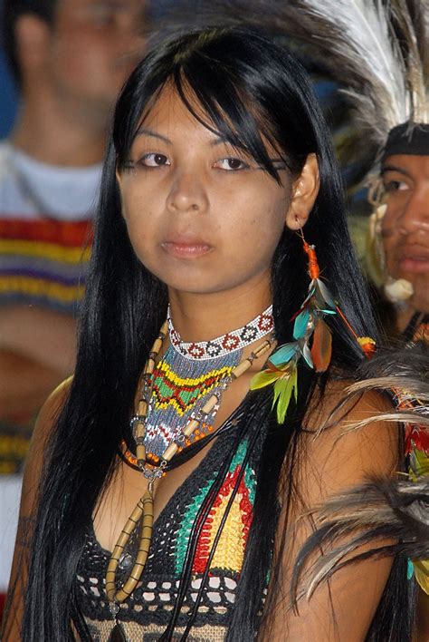 Young Terena Woman At The Closing Ceremony Of Brazils Indigenous Games
