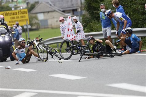 Tour De France 2020 On Bike Footage Shows Moment Ag2r Rider Crashes