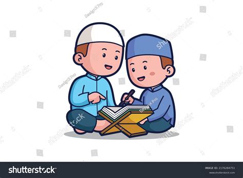 Moslem Boy Reading Al Quran Stock Vector Royalty Free 2176284751