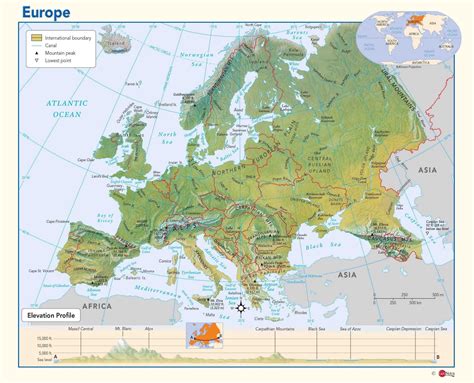 European Physical Features Map