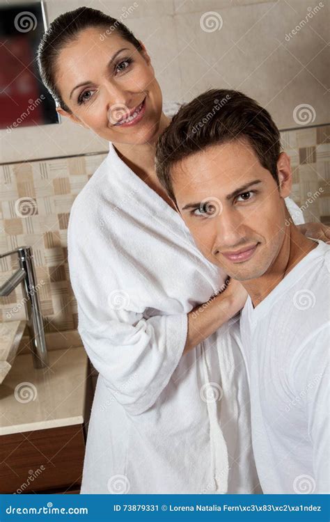 Couple In Love At The Bathroom Stock Image Image Of Wife Happy 73879331