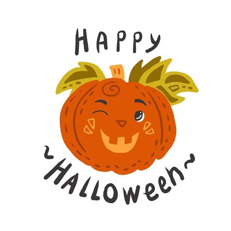Pumpkin Happy Halloween Greeting Card 9878199 Vector Art At Vecteezy